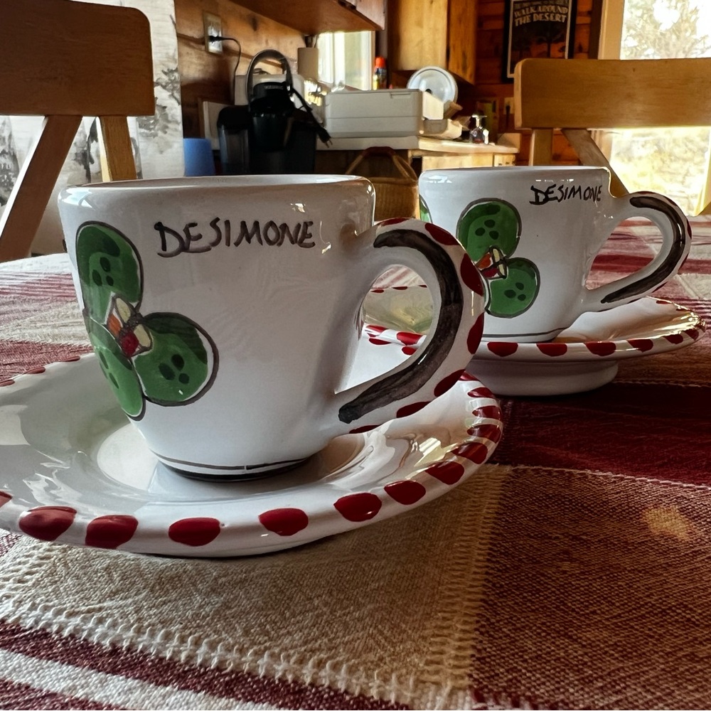 De Simone Espresso cup/saucer prickly pear set of 2